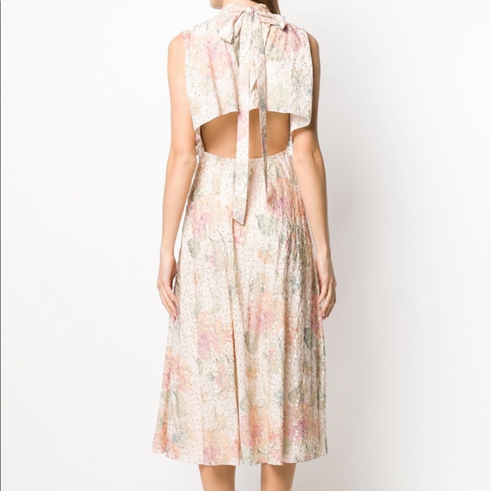 Red Valentino Cutout Metallic Floral-print Fil Coupé Chiffon Midi Dress ❤️